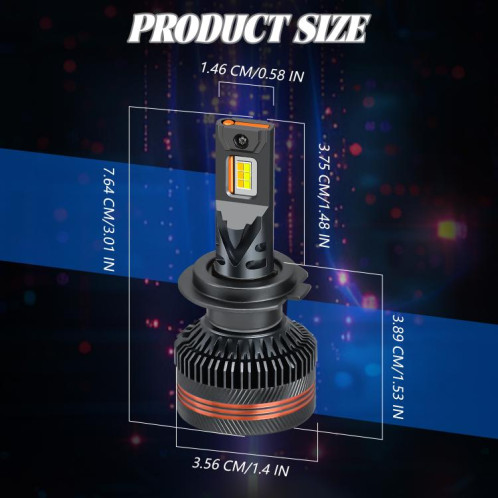 Ampoule LED H7 pour phare de voiture, 60 W, 8 000 lm, 6 000 K, trois couleurs, avec télécommande, lot de 2 SH04051452-09